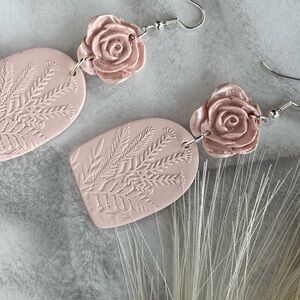 Pink Rose Dangle Earrings
